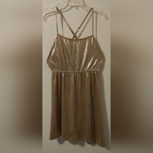 Wild Blue x Sadie Robertson Sheath Dress Gold Metallic Asymmetrical Size M